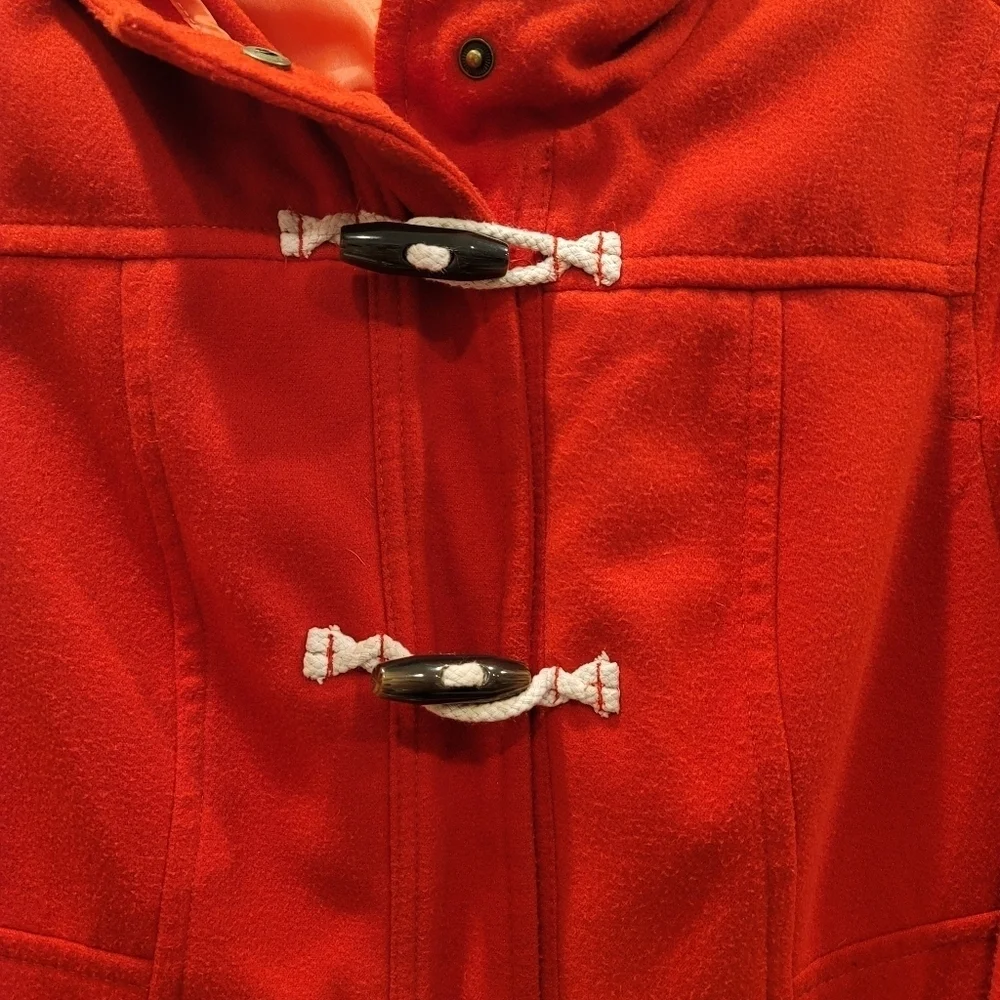 Sz Medium Radiant Red Old Navy Duffle Coat Soft Brushed London Street Style